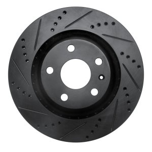 Audi TTS Quattro Brake Rotor (1) - Rear Left - R1 Concepts - Drilled & Slotted - Black - `08-`15